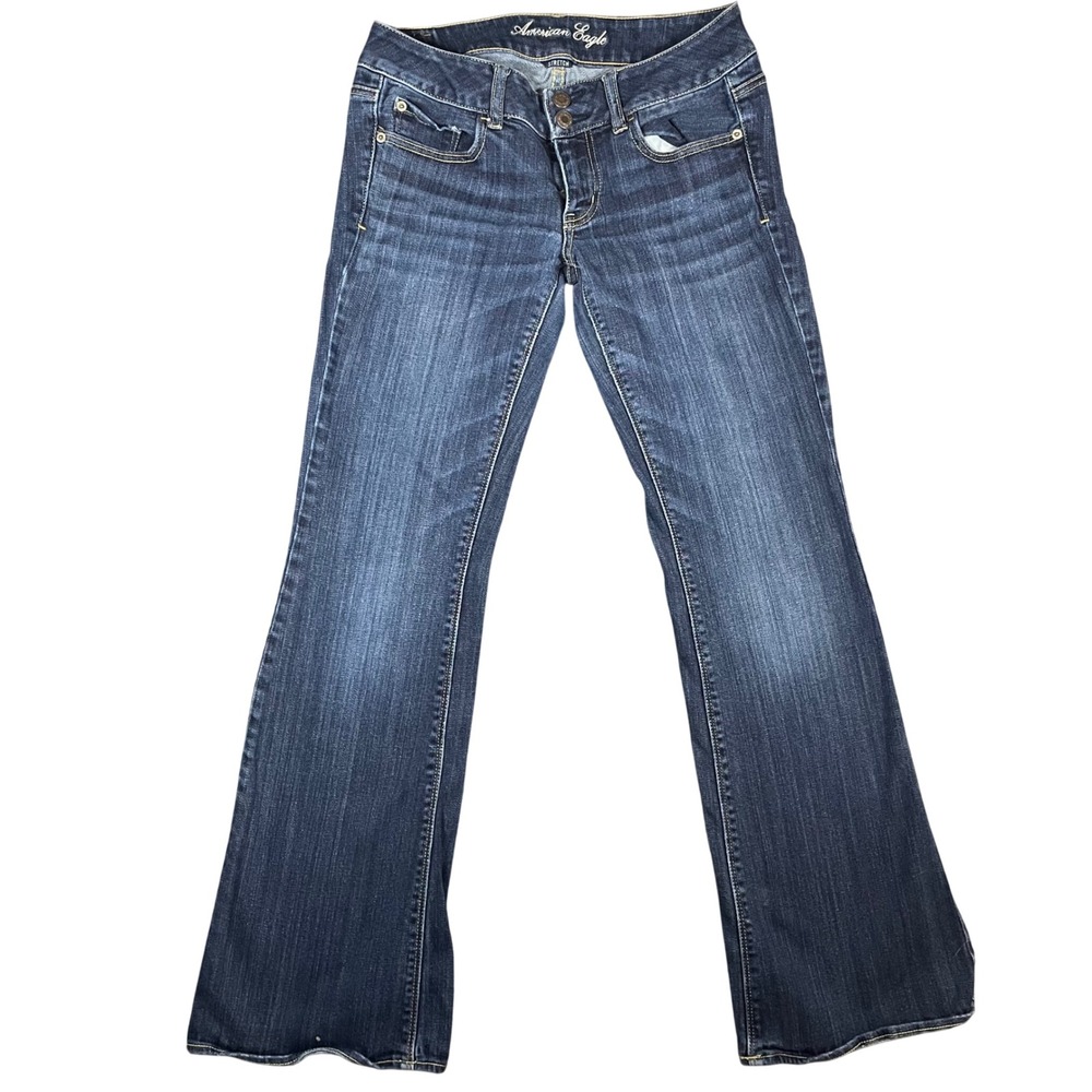 American Eagle Artist Jeans Womens 6 Regular Dark Wash Denim Low Rise Flare